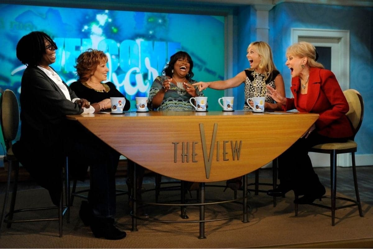 The View Dragged Into FCC Battle Over ‘Equal Time’ Rules 3 Barbara Walters (far right) shares a laugh with (left to right) Whoopi Goldberg, Joy Behar, Sherri Shepherd, and Elisabeth Hasselbeck on the first show of the 14th season of The View on Sept. 7, 2010. Barbara Walters returned to the job after being off for several months for heart surgery. It was Walters' first live show since the heart trouble.