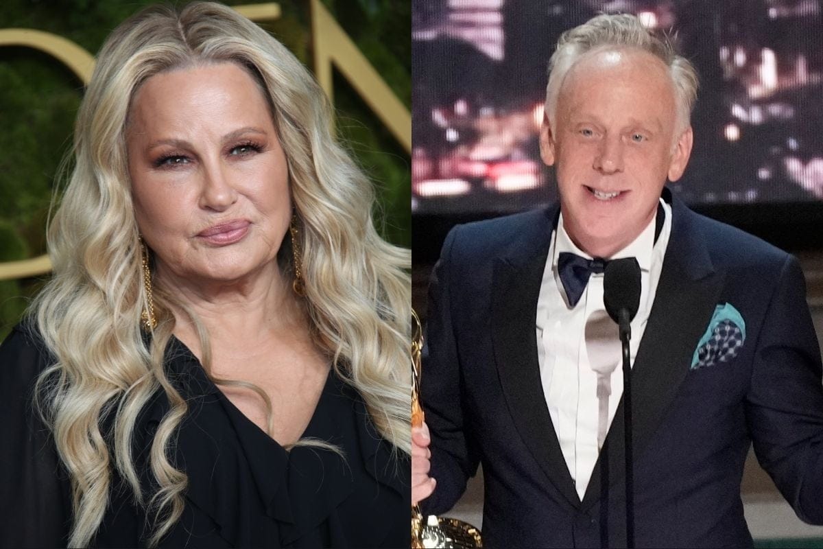 Mike White Says White Lotus Was Inspired by Jennifer Coolidge Getaway 3 Left: Jan 5, 2025; Beverly Hills, CA, USA; Jennifer Coolidge at the 82nd Annual Golden Globe Awards at the Beverly Hilton Hotel in Beverly Hills, California on Sunday, Jan. 5, 2025. / Right: Sep 12, 2022; Los Angeles, CA, USA; Mike White accepts the award for Outstanding Writing For A Limited Or Anthology Series Or Movie for his work on the HBO limited series White Lotus during the 74th Emmy Awards at the Microsoft Theater in Los Angeles on Sept. 12, 2022..