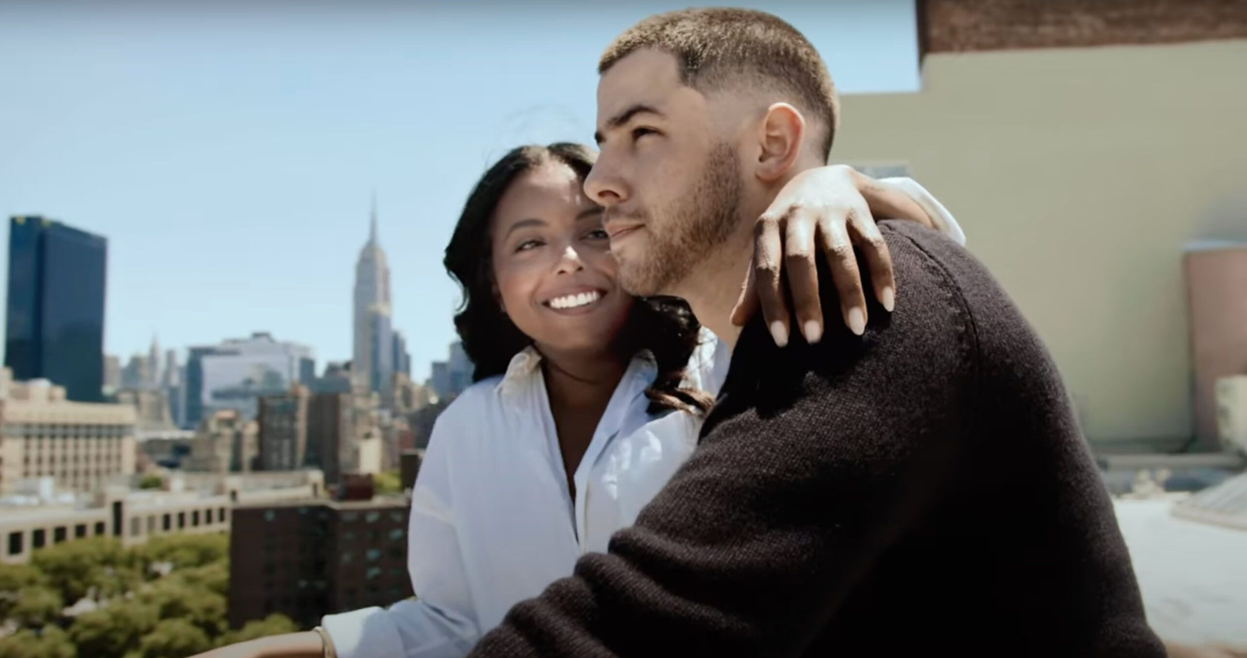 Adrienne Warren and Nick Jonas, the cast of The Last Five Years Broadway musical.