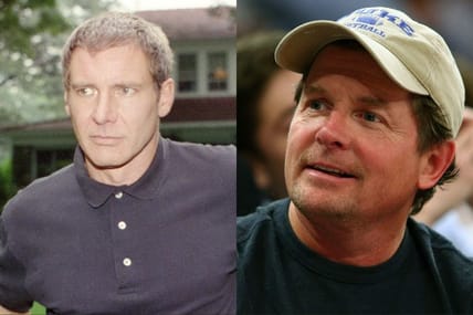 Left: Actor Harrison Ford Pauses For A Photo During The Filming Of His New Movie \&Quot;Presumed Innocent\&Quot; Being Shot On Location At A Residence At 125 East Orchard St. In Allendale, N.j. August 29, 1989. / Right: Dec 4, 2014; New York, Ny, Usa; American Actor Michael J. Fox Watches During The First Quarter Between The New York Knicks And The Cleveland Cavaliers At Madison Square Garden. / Shrinking