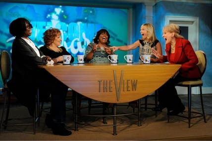 Barbara Walters (Far Right) Shares A Laugh With (Left To Right) Whoopi Goldberg, Joy Behar, Sherri Shepherd, And Elisabeth Hasselbeck On The First Show Of The 14Th Season Of The View On Sept. 7, 2010. Barbara Walters Returned To The Job After Being Off For Several Months For Heart Surgery. It Was Walters' First Live Show Since The Heart Trouble.