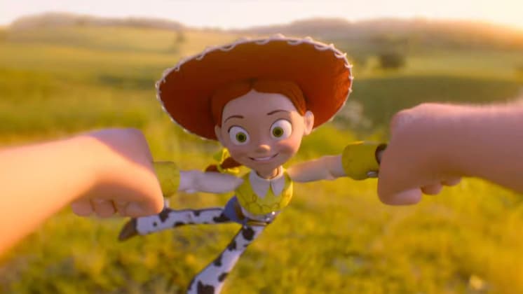 jessie in child's hands / toy story short