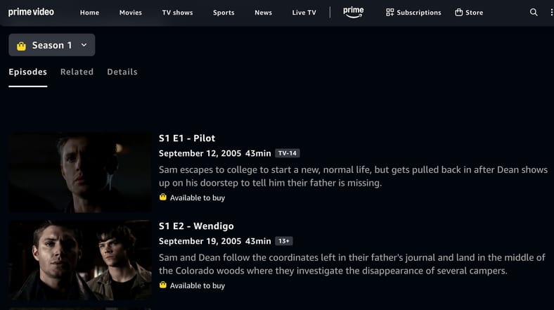 Supernatural On Prime Video