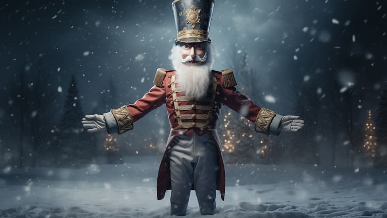 12 Best Nutcracker Movies And Where To Stream Them 2 Nutcracker Standing In The Snow - Best Nutcracker Movies